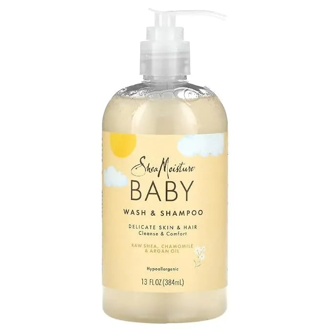 SheaMoisture Baby Wash & Shampoo for All Skin Types Raw Shea, Chamomile & Argan Oil Baby Wash and Shampoo with Frankincense & Myrrh to Help Cleanse 13 oz, Gold, Packaging may vary Secondary image