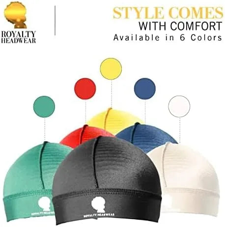 Royalty Headwear Silky Wave Cap for 360, 540 & 720 Waves, Soft Breathable Durag Skull Cap Beanie for Men Secondary image