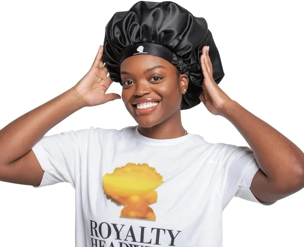 Royalty Headwear Silk Satin Bonnet for Women - Adjustable Jumbo Extra Secure Non-Slip Satin Cap Silk Hair Bonnet for Sleeping Main image