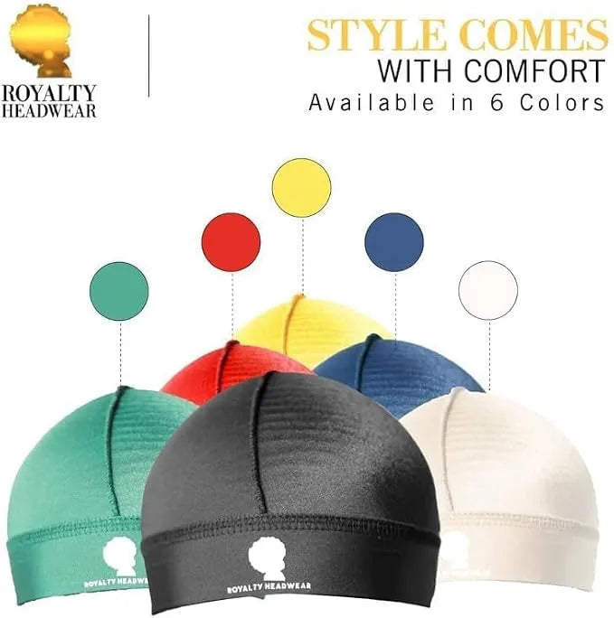 Royalty Headwear Silky Wave Cap for 360, 540 & 720 Waves, Soft Breathable Durag Skull Cap Beanie for Men