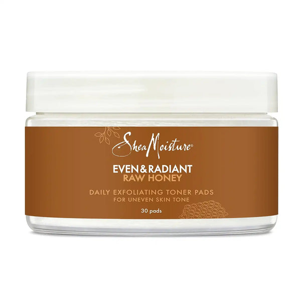 SheaMoisture Even and Radiant Face Pads For Uneven Skin Tone and Dark Spots Daily Exfoliating Toner Pads With Raw Honey 30 Count