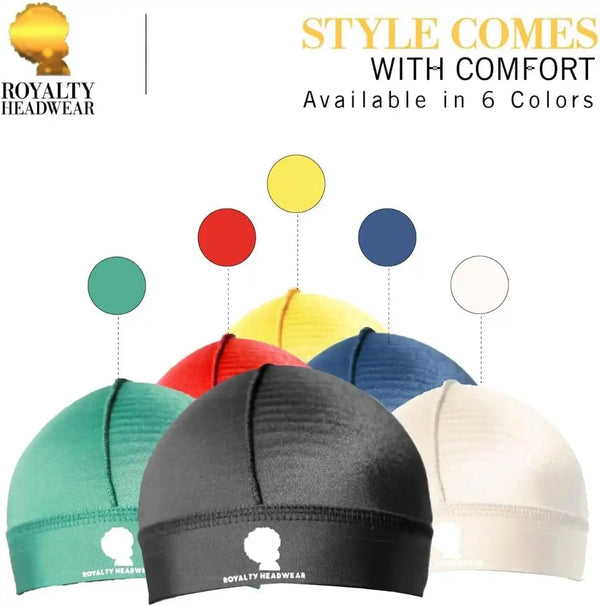 Royalty Headwear Silky Wave Cap for 360, 540 & 720 Waves, Soft Breathable Durag Skull Cap Beanie for Men