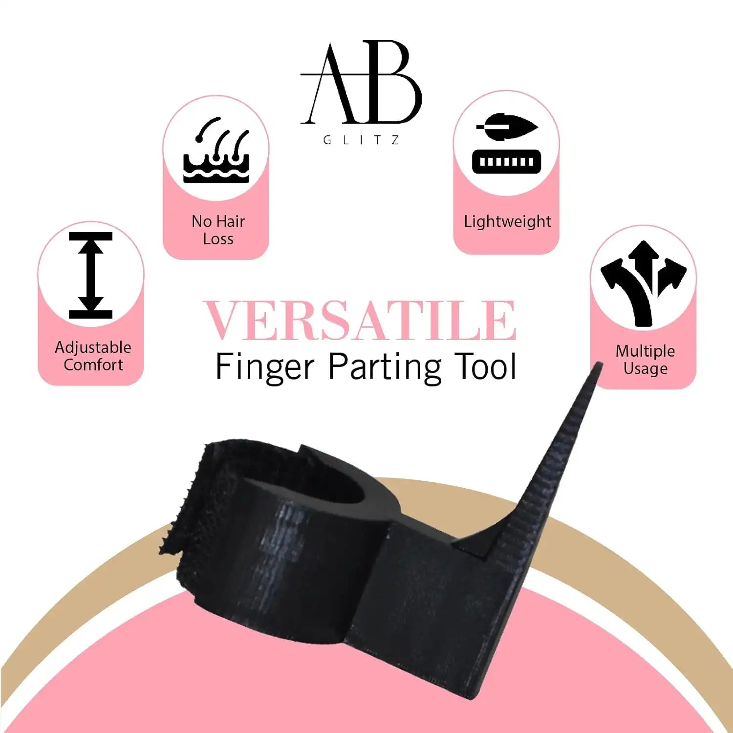 Royalty Headwear The Braid Aid Adjustable Parting Tool - Stitch Braiding Aid, Lightweight Hair Separating Comb for All Hair Types - Black Secondary image