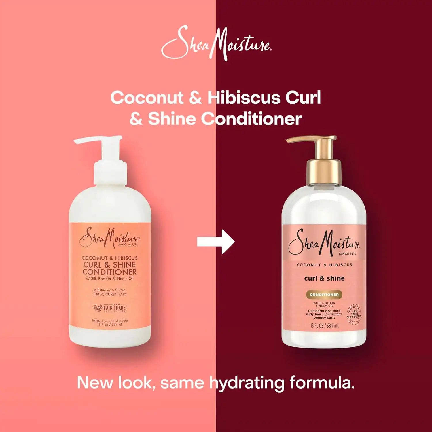 Shea Moisture Curl & Shine Conditioner Coconut & Hibiscus, for Thick, Curly Hair to Moisturize & Soften, 13 oz Secondary image