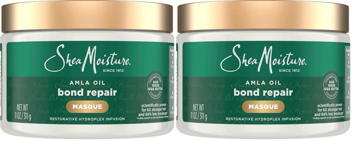 SheaMoisture Bond Repair Masque Amla Oil Deeply Moisturizes and Visibly Repairs Damage with Hydroplex Technology and Amla Oil for Stronger Hair with Restorative HydroPlex Infusion 11 oz,(Pack of 2) Main image