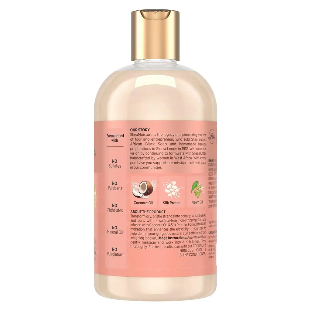 Shea Moisture Shampoo Curl and Shine for Curly Hair Coconut and Hibiscus Paraben Free Shampoo 13 oz