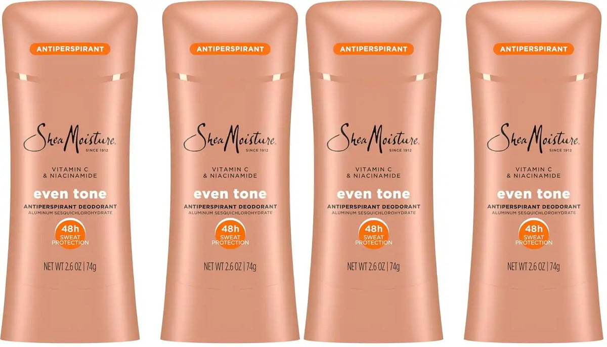 SheaMoisture Antiperspirant Deodorant Stick Even Tone Vitamin C & Niacinamide for 48HR Sweat & Odor Protection with No Parabens & No Mineral Oil 2.6 oz, (Pack of 4) Main image