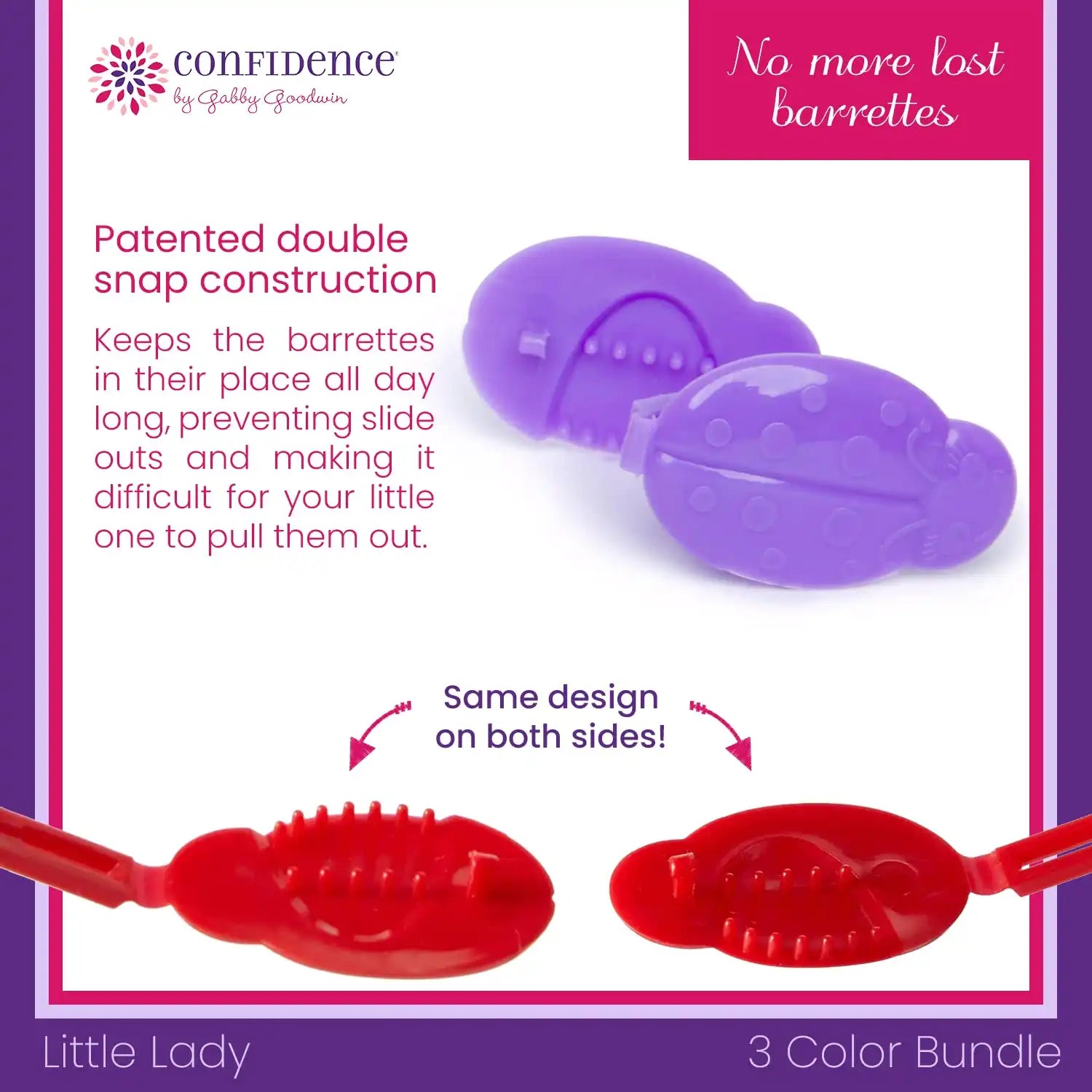 Confidence by GaBBY Goodwin - Little Lady GaBBY Bows - Non-Slip Barrettes – Patented Double Sided Snap – 30 Pack – 3 Ladybug Colors Secondary image