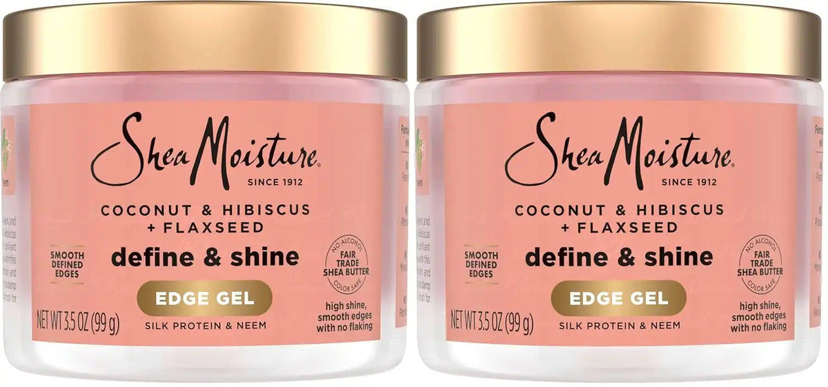 SheaMoisture Define&Shine Edge Gel + Flaxseed Coconut&Hibiscus Holds and Controls Edges All Day Infused With Glycerin,Coconut Oil and an Invigorating Sweet Scent Paraben-Free Hair 3.5 OZ,(Pack of 2) Main image