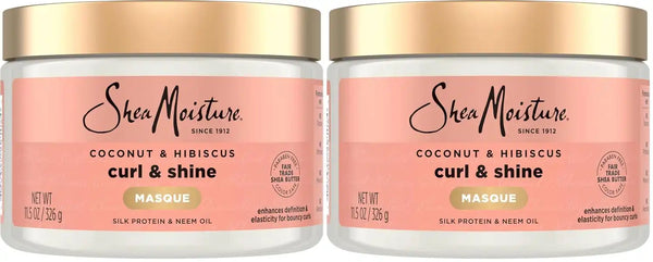 SheaMoisture Hair Mask Coconut & Hibiscus for Dry Curls Hair Mask with Shea Butter 11.5 oz, (Pack of 2)