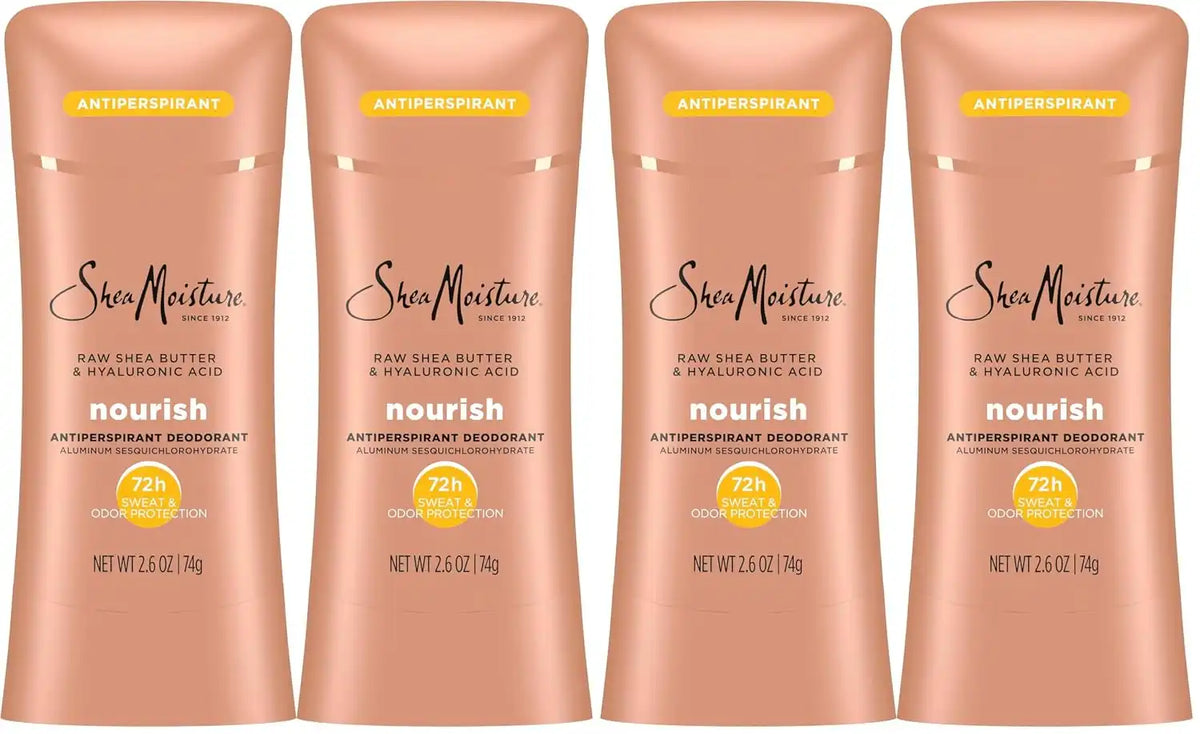 SheaMoisture Antiperspirant Deodorant Stick Moisturizing Raw Shea Butter & Hyaluronic Acid for 48HR Sweat & Odor Protection with No Parabens-& No Mineral Oil 2.6 oz,(Pack of 4) Main image