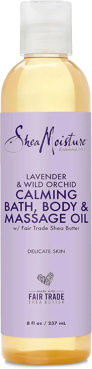 SheaMoisture Bath, Body and Massage Oil Lavender Wild Orchid Calming Moisturizer for Sensitive Skin 8 oz Main image
