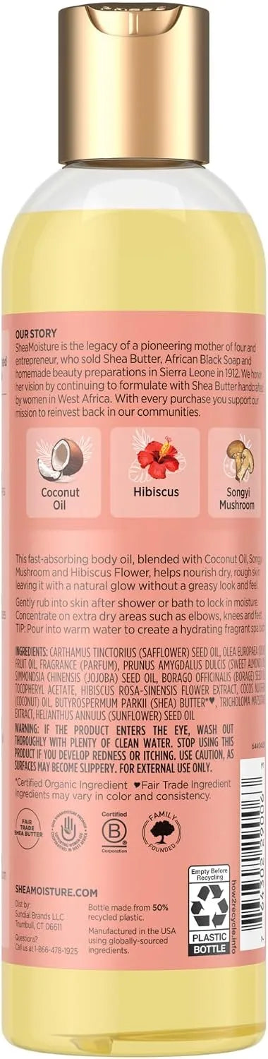 Shea Moisture Coconut & Hibiscus Massage Oil and Body Oil for Dry Skin, Bath Oil with Coconut Oil and Vitamin E Oil for Skin, 8 oz Secondary image