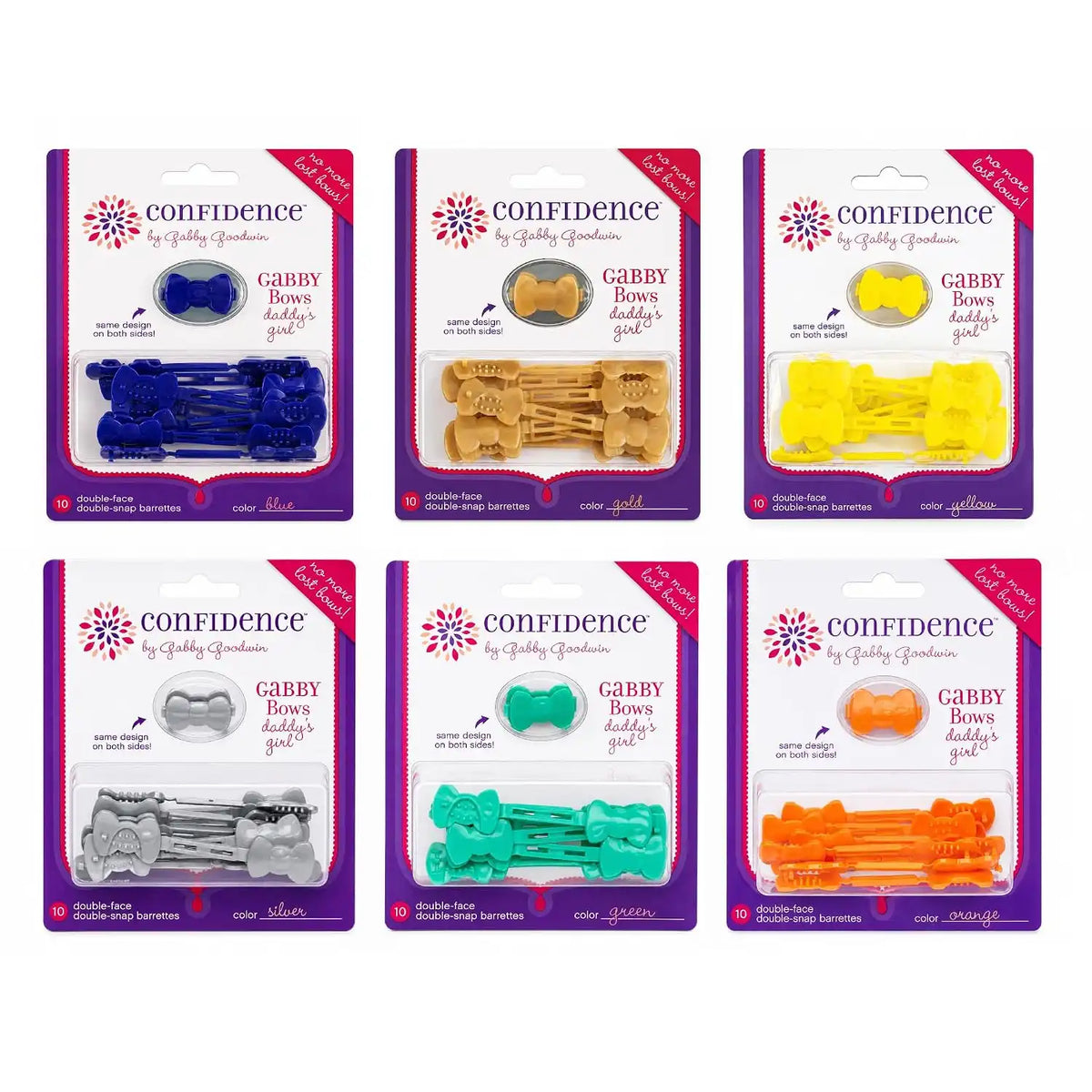 Confidence - GaBBY Bow Daddy's Girl Design - Patented Non-Slip Barrettes – 60 Pack – 6 Bow Colors Main image
