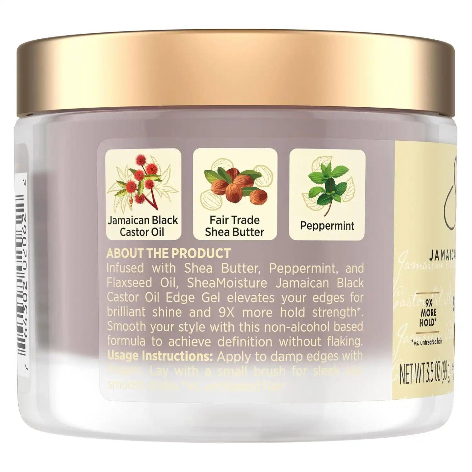 SheaMoisture Edge Control Strong Hold Gel+Flaxseed Jamaican Black Castor Oil Keeps Edges in Place,No Flakes,Infused With Hydrolyzed Corn Starch,Glycerin,Indulgent Scent ParabenFree AntiFrizz Gel 3.5oz Secondary image
