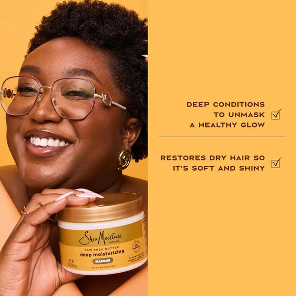 SheaMoisture Raw Shea Butter Deep Moisturizing Hair Masque for Curly Hair Raw Shea Butter Deep Conditioner to Moisturize and Renew Hair 11.5 oz