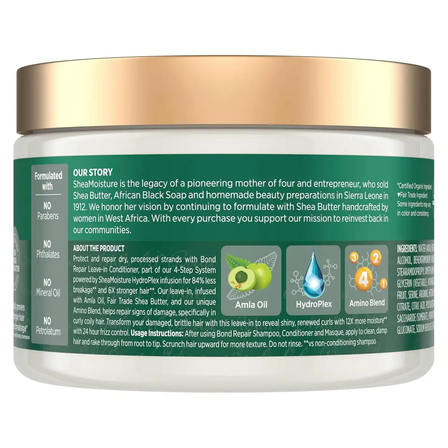 SheaMoisture Bond Repair Leave-In Conditioner Amla Oil Protects Against Damage, Strengthens With Hydroplex Technology For Less Breakage With Restorative HydroPlex Infusion 11FlOz, (Pack of 2) Secondary image