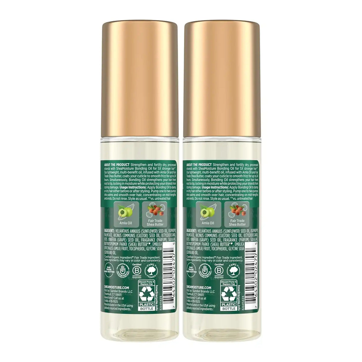 SheaMoisture Bonding Oil Amla Oil To Protect,Strengthen And Smooth Hair With Amla-Oil And Fair-Trade Shea Butter With 5X Strength-And 24-Hour Frizz & Humidity Control 3.3 Fl Oz,(Pack of 2) Main image