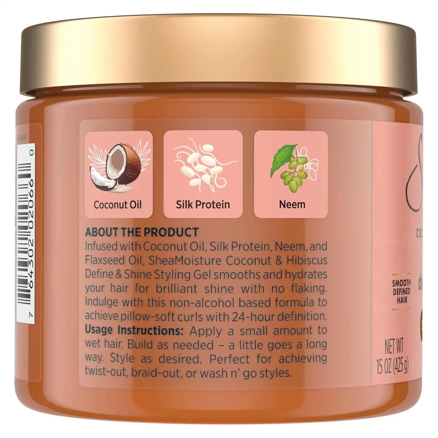Shea Moisture Coconut & Hibiscus Define & Shine Styling Gel 15oz Secondary image