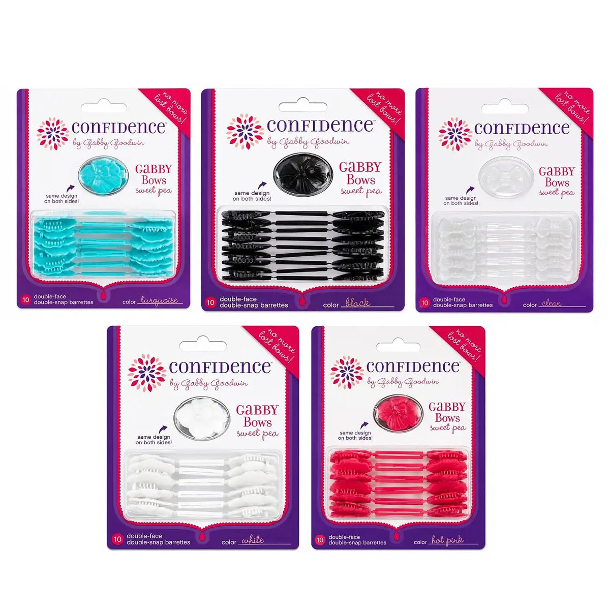 Confidence - GaBBY Bow Sweet Pea Design - Patented Non-Slip Barrettes – 50 Pack – 5 Flower Colors Main image