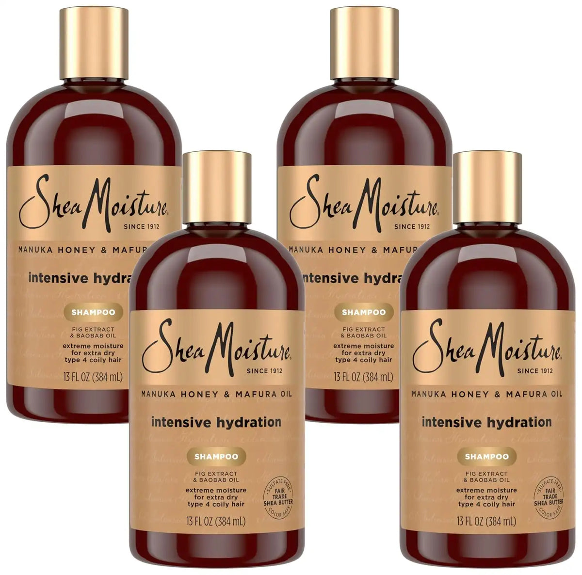 Shea Moisture Intensive Hydration Shampoo Manuka Honey and Mafura Oil for Dry, Damaged Hair Sulfate-Free 13 oz (Pack of 4) Main image