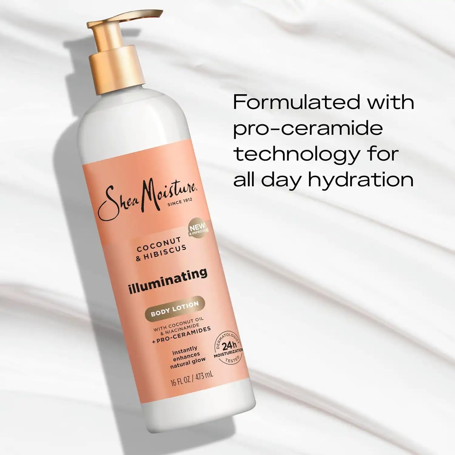 SheaMoisture Illuminating Body Lotion with Coconut Oil, Hibiscus, Niacinamide and Pro-Ceramides, Instantly Enhancing Skin's Natural Glow, 24H Moisturizing 16 oz, (Pack of 2) Secondary image