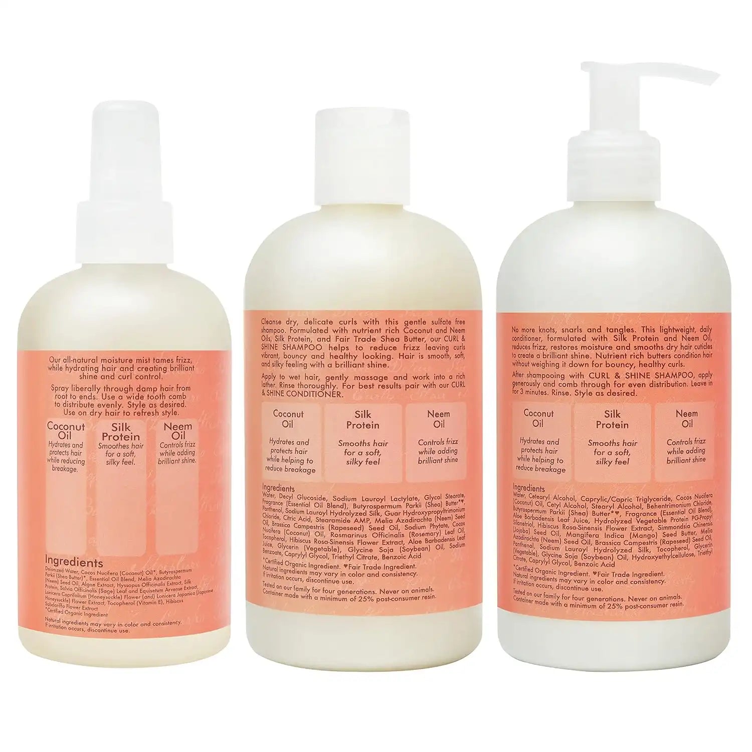 SheaMoisture Moisturize and Define Shampoo, Conditioner, and Curl and Shine Mist for Curly Hair Care Coconut and Hibiscus with Shea Butter and Coconut Oil Secondary image