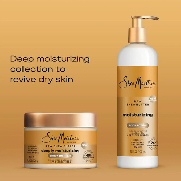 SheaMoisture Deeply Moisturizing Body Butter with Raw Shea Butter, Argan Oil and Pro-Ceramides, Rich Hydration & Healing of Dry Skin, 48H Moisturizing 11.5 oz, (Pack of 2)