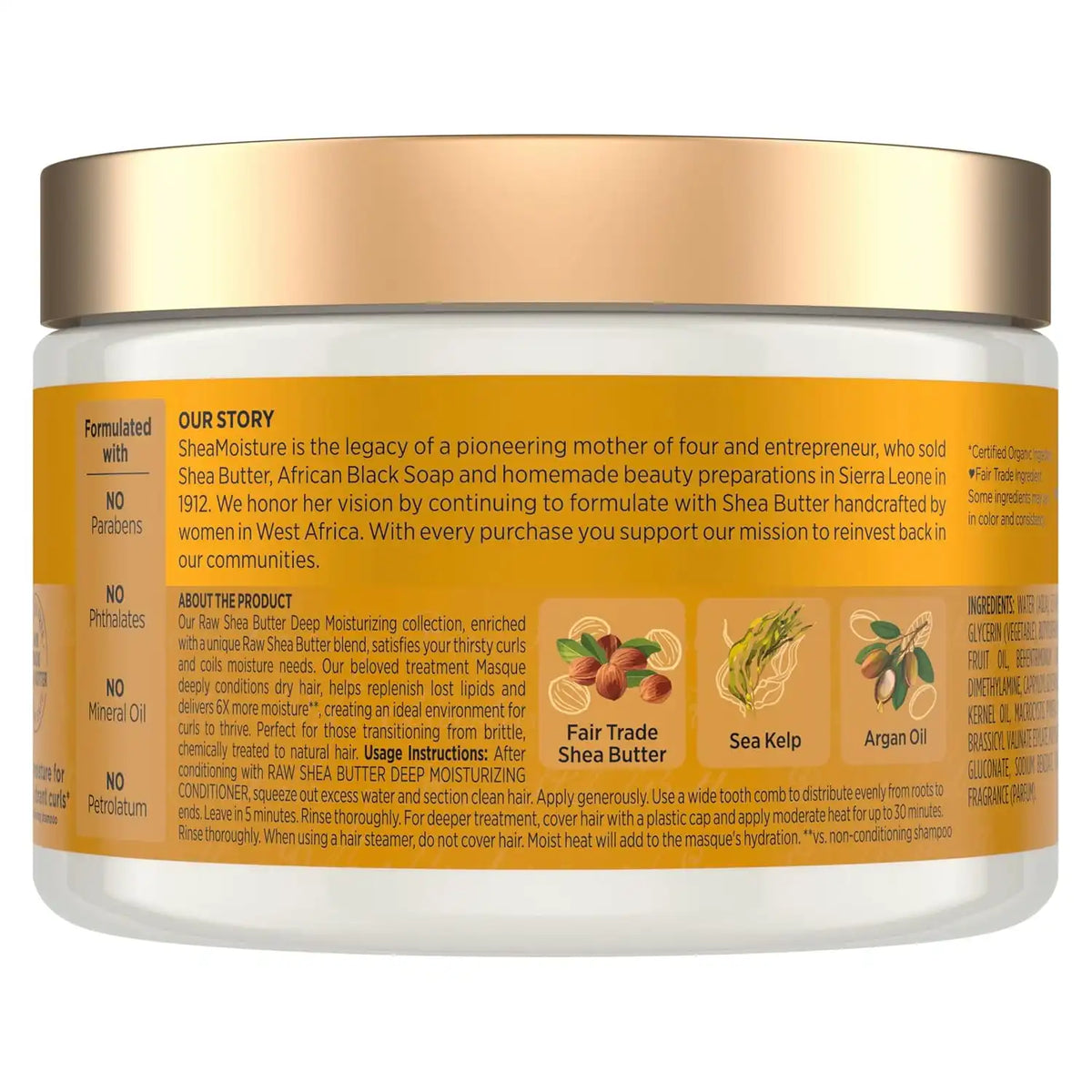 SheaMoisture Raw Shea Butter Deep Moisturizing Hair Masque for Curly Hair Raw Shea Butter Deep Conditioner to Moisturize and Renew-Hair 11.5 oz,(Pack of 2) Main image