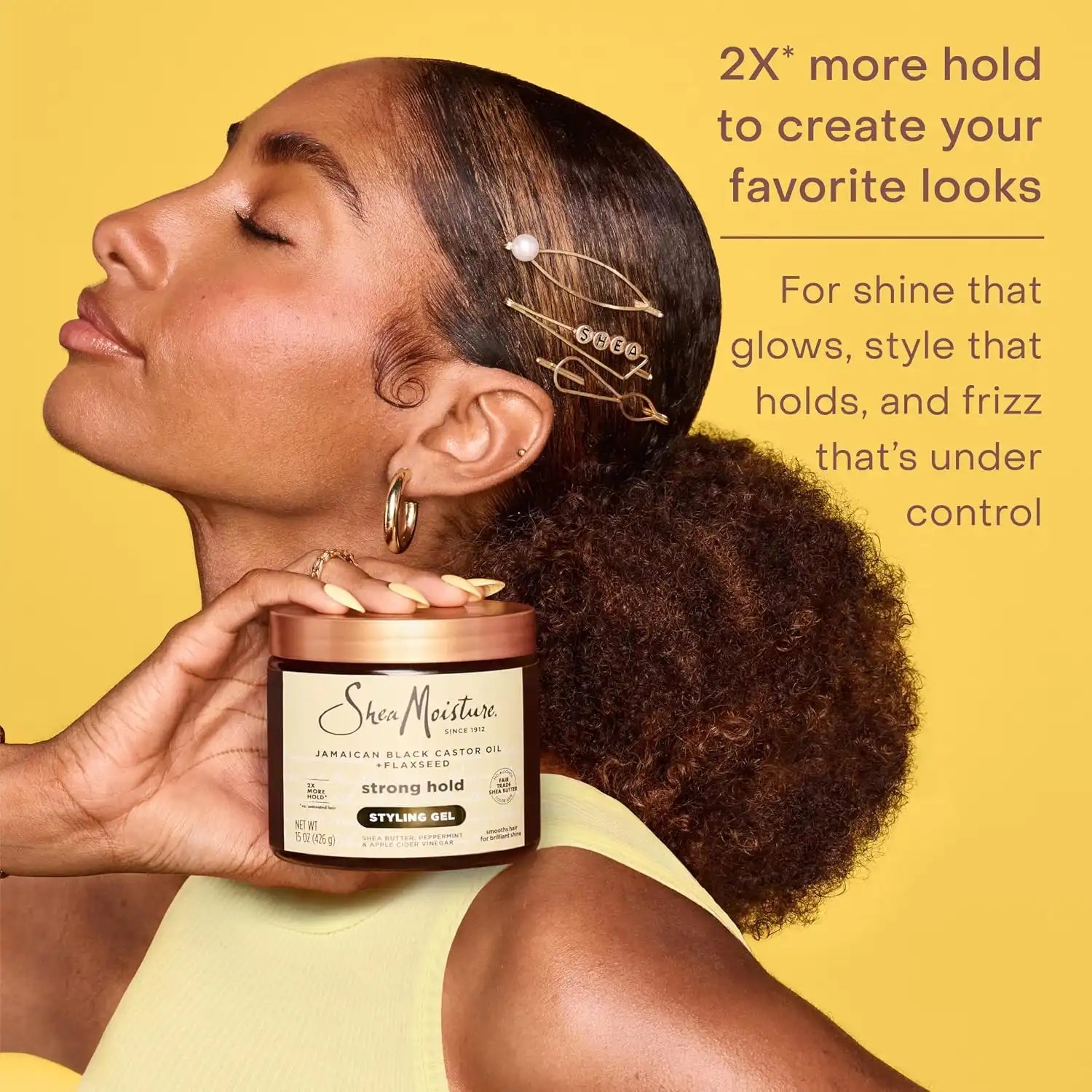 Shea Moisture Strong Hold Styling Gel with Flaxseed 15oz Secondary image